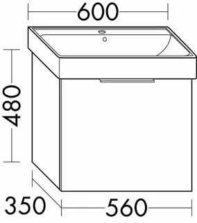 sanibel-Waschtisch-Unterbau 2.0 FLEX WYAF056 560mm breit 1 Auszug Eiche Urban – Bild 2