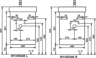 sanibel-Waschtisch-Unterbau FLEX PLUS WYAR046R 460mm breit Tür rechts Anthrazit Lack – Bild 3