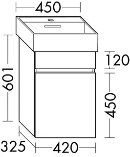 sanibel-Waschtisch-Unterbau FLEX PLUS WYAZ042L 420mm breit Tür links Weiß Matt Lack – Bild 2