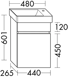 sanibel-Waschtisch-Unterbau FLEX PLUS WYBC044L 440mm breit Tür links Weiß Matt Lack – Bild 2