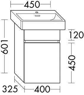 sanibel-Waschtisch-Unterbau FLEX PLUS WYBD040R 400mm breit Tür rechts Weiß Matt Lack – Bild 2