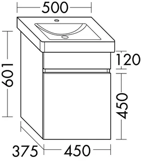 sanibel-Waschtisch-Unterbau FLEX PLUS WYBL045L 450mm breit Tür links Anthrazit Lack – Bild 2