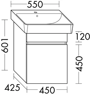 sanibel-Waschtisch-Unterbau FLEX PLUS WYAK045 450mm breit 1 Auszug Weiß Matt – Bild 2