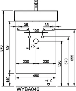 sanibel-Waschtisch-Unterbau FLEX PLUS WYBA046 460mm breit 1 Auszug Weiß Glänzend – Bild 3