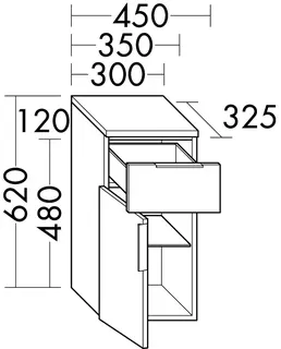 sanibel-Unterschrank 2.0 FLEX USJW045L links 450x620mm Basaltgrau – Bild 3