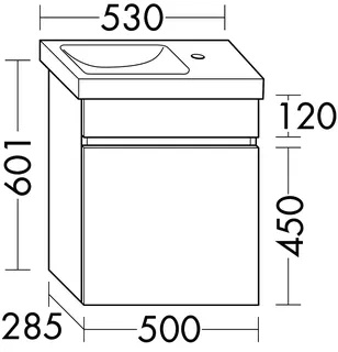 sanibel-Waschtisch-Unterbau FLEX PLUS WYAU050L 500mm breit Tür links Weiß Matt Lack – Bild 2
