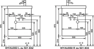 sanibel-Waschtisch-Unterbau FLEX PLUS WYAU050R 500mm breit Tür rechts Anthrazit Lack – Bild 3