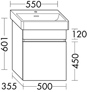 sanibel-Waschtisch-Unterbau FLEX PLUS WYBE050L 500mm breit Tür links Anthrazit Lack – Bild 2