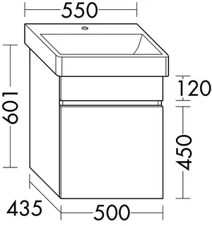 sanibel-Waschtisch-Unterbau FLEX PLUS WYBF050L 500mm breit Tür links Anthrazit Lack – Bild 2