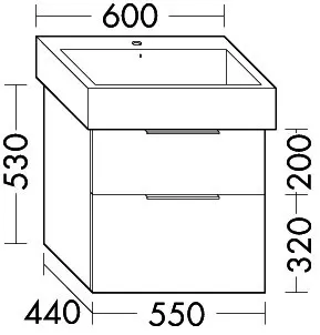 sanibel-Waschtisch-Unterbau 2.0 FLEX WVLD055 550mm breit Schubl/Auszug Basaltgrau – Bild 2