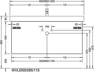 sanibel-Waschtisch-Unterbau 2.0 FLEX WVLI055 550mm breit Schubl/Auszug Basaltgrau – Bild 3