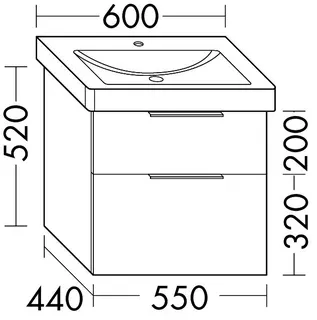 sanibel-Waschtisch-Unterbau 2.0 FLEX WVLN055 550mm breit Schubl/Auszug Basaltgrau – Bild 2