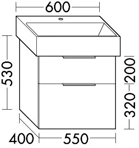 sanibel-Waschtisch-Unterbau 2.0 FLEX WVLS055 550mm breit Schubl/Auszug Basaltgrau – Bild 2