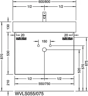 sanibel-Waschtisch-Unterbau 2.0 FLEX WVLS055 550mm breit Schubl/Auszug Basaltgrau – Bild 3