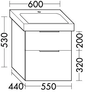 sanibel-Waschtisch-Unterbau 2.0 FLEX WVLZ055 550mm breit Schubl/Auszug Basaltgrau – Bild 2