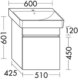 sanibel-Waschtisch-Unterbau FLEX PLUS WYAK051 510mm breit 1 Auszug Basaltgrau – Bild 2