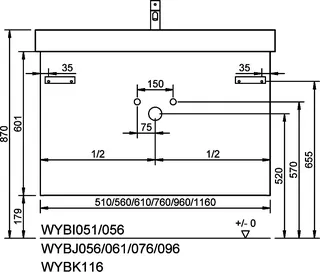sanibel-Waschtisch-Unterbau FLEX PLUS WYBI051 510mm breit 1 Auszug Eiche Cashmere – Bild 3