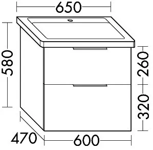 sanibel-Waschtisch-Unterbau 2.0 FLEX WVKT060 600mm breit Schubl/Auszug Basaltgrau – Bild 2