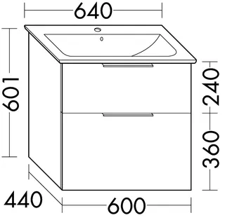 sanibel-Waschtisch-Unterbau 2.0 FLEX WVXY060 600mm breit Schubl/Auszug Basaltgrau – Bild 2