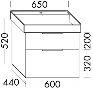 sanibel-Waschtisch-Unterbau 2.0 FLEX WXBF060 600mm breit Schubl/Auszug Basaltgrau – Bild 2