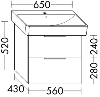 sanibel-Waschtisch-Unterbau 2.0 FLEX WYAA056 560mm breit Schubl/Auszug Weiß Matt – Bild 2