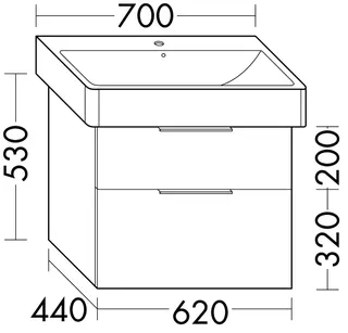 sanibel-Waschtisch-Unterbau 2.0 FLEX WXGT062 620mm breit Schubl/Auszug Weiß Glänzend – Bild 2
