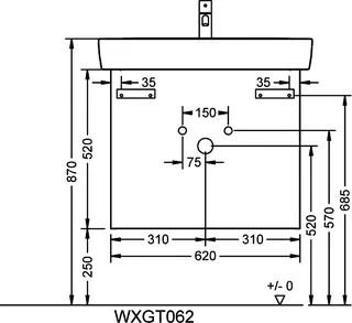 sanibel-Waschtisch-Unterbau 2.0 FLEX WXGT062 620mm breit Schubl/Auszug Eiche Urban – Bild 3
