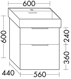 sanibel-Waschtisch-Unterbau 2.0 FLEX WYAD056 560mm breit Schubl/Auszug Graphit Matt – Bild 2
