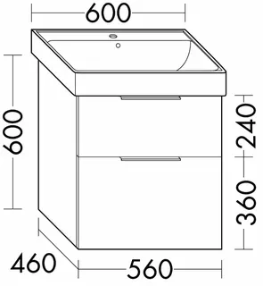 sanibel-Waschtisch-Unterbau 2.0 FLEX WYAG056 560mm breit Schubl/Auszug Weiß Glänzend – Bild 2