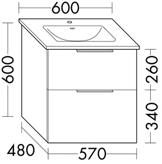 sanibel-Waschtisch-Unterbau 2.0 FLEX WYAI057 570mm breit Schubl/Auszug Graphit Matt – Bild 2