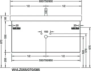 sanibel-Waschtisch-Unterbau 2.0 FLEX WVLZ070 700mm breit Schubl/Auszug Basaltgrau – Bild 3