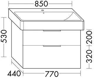 sanibel-Waschtisch-Unterbau 2.0 FLEX WXGT077 770mm breit Schubl/Auszug Basaltgrau – Bild 2