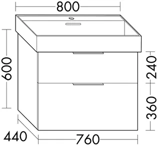 sanibel-Waschtisch-Unterbau 2.0 FLEX WYAD076 760mm breit Schubl/Auszug Basaltgrau – Bild 2