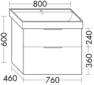 sanibel-Waschtisch-Unterbau 2.0 FLEX WYAG076 760mm breit Schubl/Auszug Eiche Rost – Bild 2
