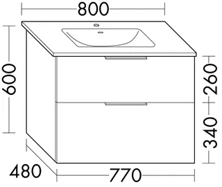sanibel-Waschtisch-Unterbau 2.0 FLEX WYAI077 770mm breit Schubl/Auszug Weiß Glänzend – Bild 2