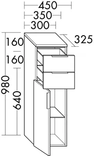sanibel-Mittelschrank 2.0 FLEX UHIG045L links 450x980mm Basaltgrau – Bild 2