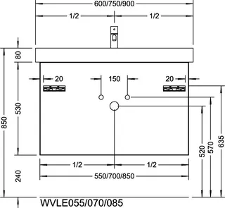 sanibel-Waschtisch-Unterbau 2.0 FLEX WVLE085 850mm breit Schubl/Auszug Basaltgrau – Bild 3