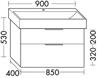 sanibel-Waschtisch-Unterbau 2.0 FLEX WVLI085 850mm breit Schubl/Auszug Basaltgrau – Bild 2