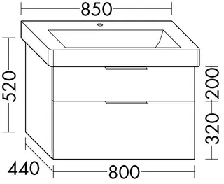 sanibel-Waschtisch-Unterbau 2.0 FLEX WVLL080 800mm breit Schubl/Auszug Basaltgrau – Bild 2