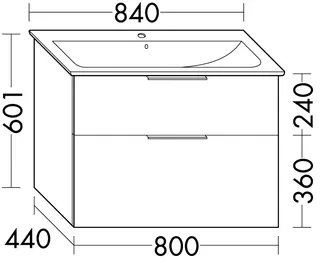 sanibel-Waschtisch-Unterbau 2.0 FLEX WVXY080 800mm breit Schubl/Auszug Basaltgrau – Bild 2