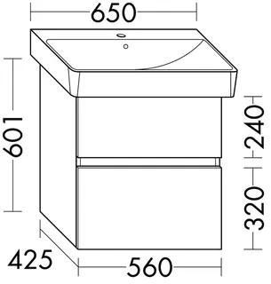 sanibel-Waschtisch-Unterbau FLEX PLUS WYAL056 560mm breit Schubl/Auszug Eiche Urban – Bild 2