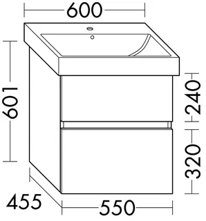 sanibel-Waschtisch-Unterbau FLEX PLUS WYAS055 550mm breit Schubl/Auszug Weiß Matt – Bild 2