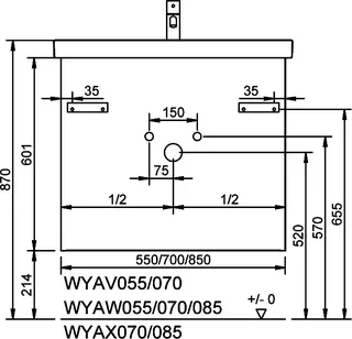 sanibel-Waschtisch-Unterbau FLEX PLUS WYAV055 550mm breit Schubl/Auszug Weiß Glänzend – Bild 3