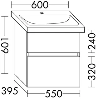 sanibel-Waschtisch-Unterbau FLEX PLUS WYAV055 550mm breit Schubl/Auszug Basaltgrau – Bild 2