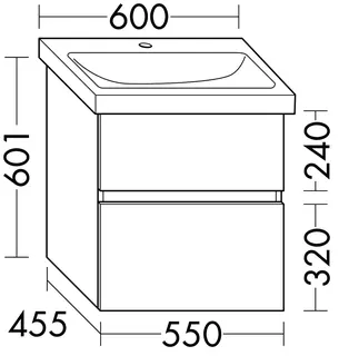 sanibel-Waschtisch-Unterbau FLEX PLUS WYAW055 550mm breit Schubl/Auszug Weiß Matt – Bild 2