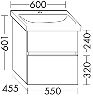 sanibel-Waschtisch-Unterbau FLEX PLUS WYAW055 550mm breit Schubl/Auszug Weiß Glänzend – Bild 2