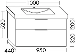 sanibel-Waschtisch-Unterbau 2.0 FLEX WVLN095 950mm breit Schubl/Auszug Basaltgrau – Bild 2
