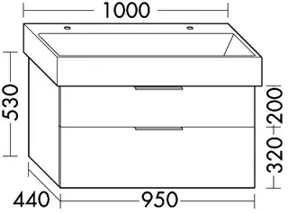 sanibel-Waschtisch-Unterbau 2.0 FLEX WVLS095 950mm breit Schubl/Auszug Basaltgrau – Bild 2