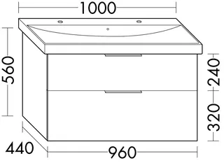 sanibel-Waschtisch-Unterbau 2.0 FLEX WVYB096 960mm breit Schubl/Auszug Basaltgrau – Bild 2
