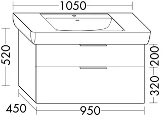 sanibel-Waschtisch-Unterbau 2.0 FLEX WWJK095 950mm breit Schubl/Auszug Basaltgrau – Bild 2